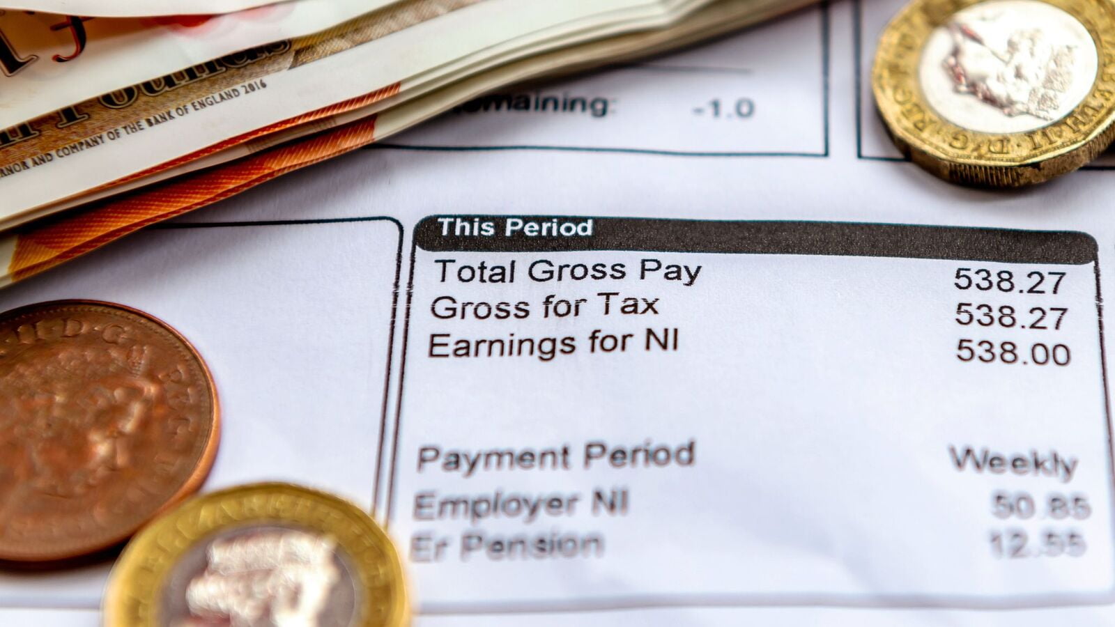 Payroll related documents like a payslip